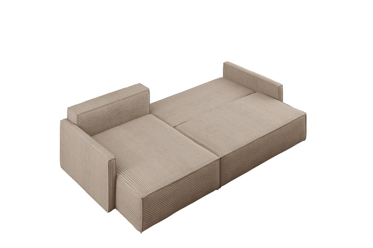 Cord Ecksofa CARLOS Dunkelbeige seitliche Ansicht
