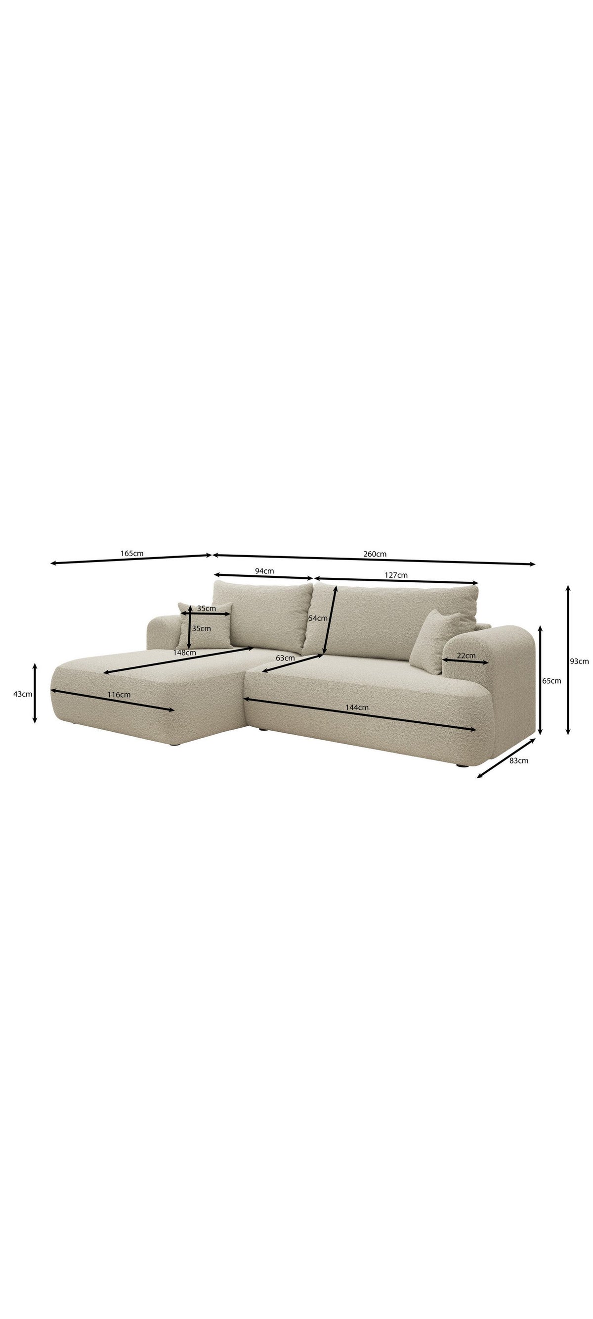 Cord Ecksofa TREVIO im Wohnzimmer