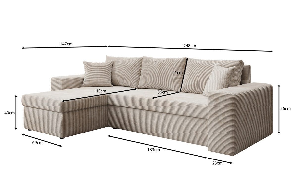 Cord Ecksofa DENVER in Safran Ansicht 5