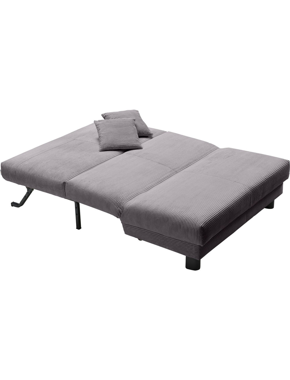 Cord Schlafsofa ENNY in Grau von der Seite