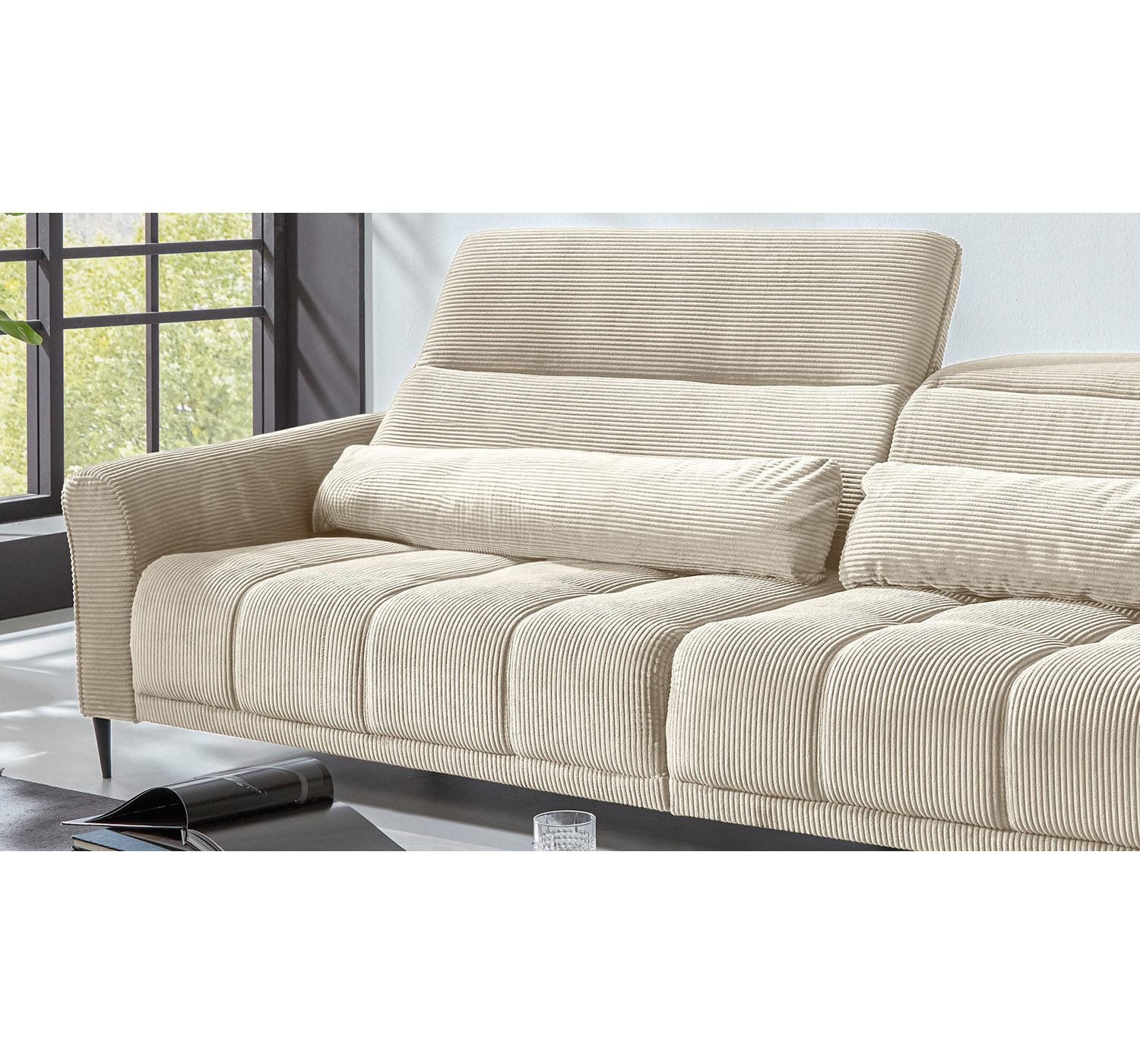 Big Sofa LOGAN aus Cord in Beige - Produktansicht 4
