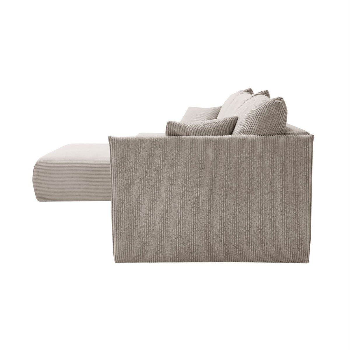 Cord Ecksofa LAVIO mit Ottomane und Zierkissen