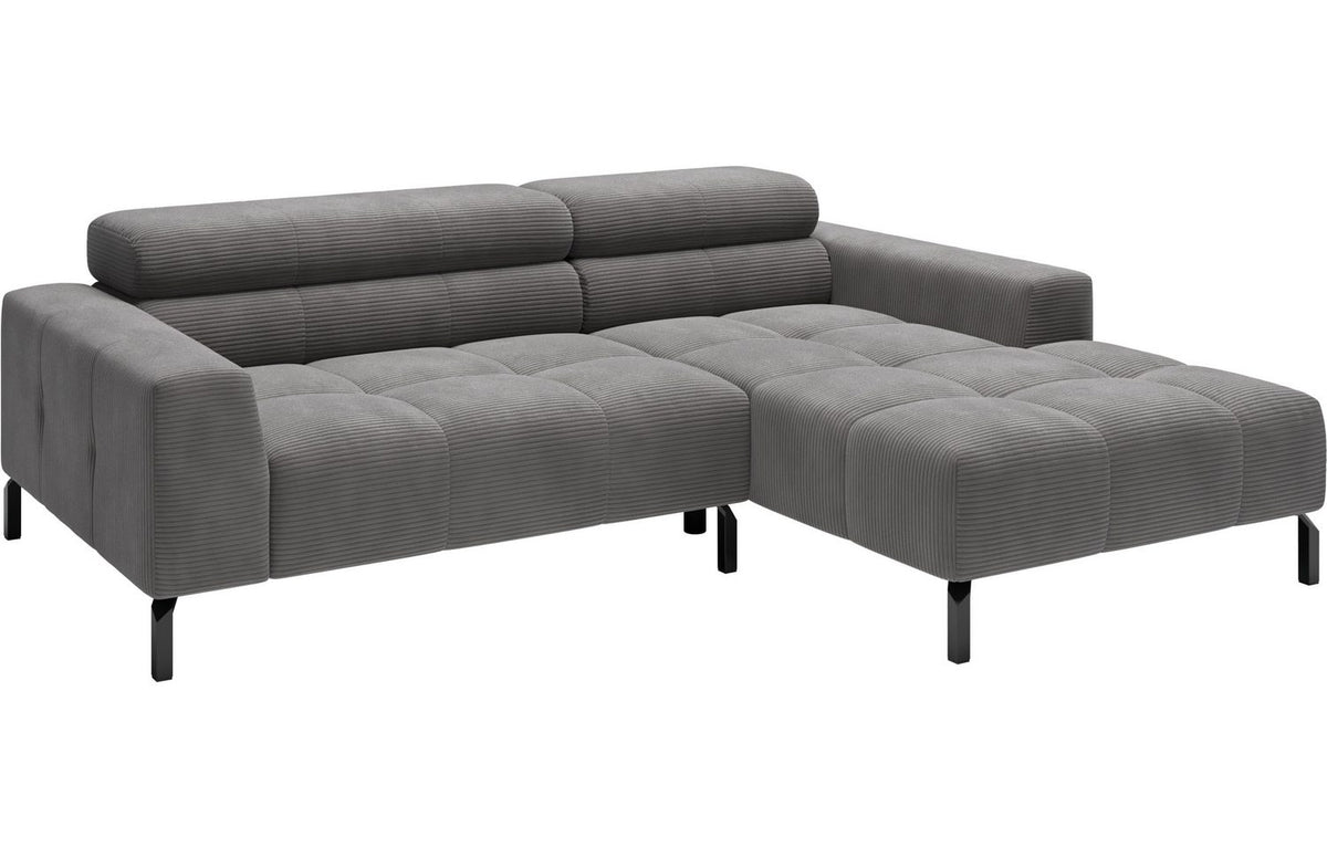 Cord Ecksofa CLAYA schwarze Metallfüße mit Bodenfreiheit