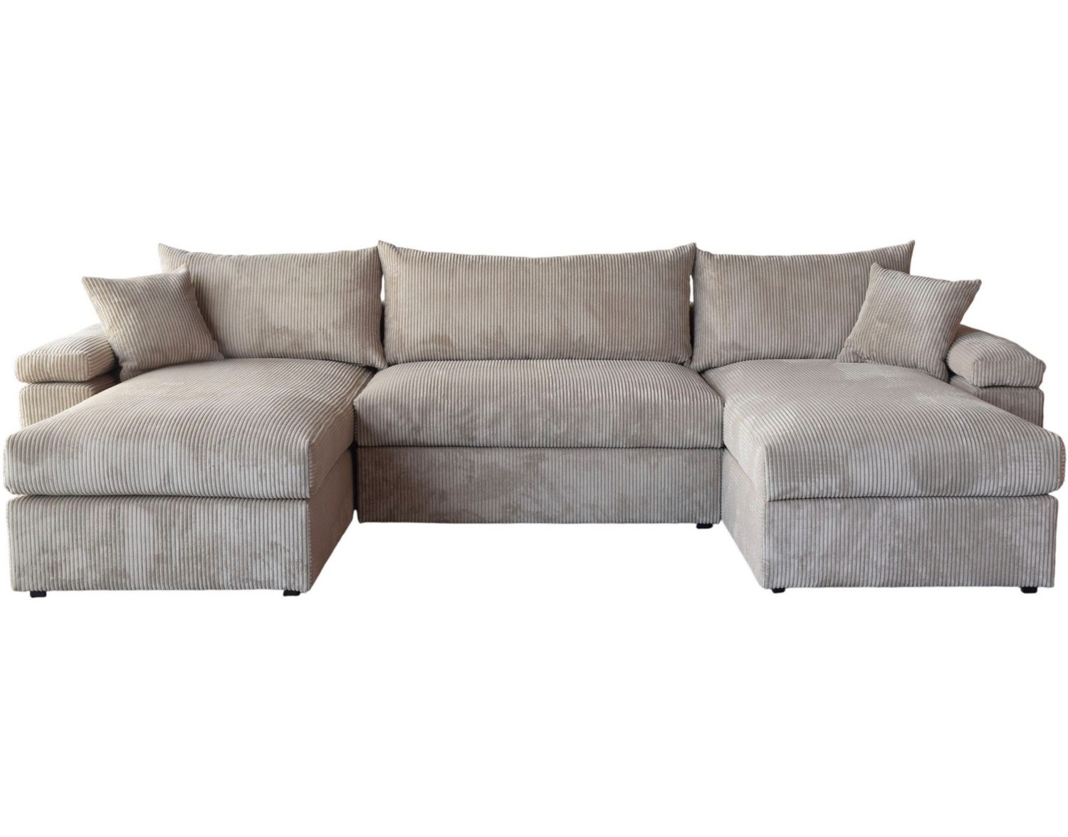 Detailansicht des Cord-Bezugs der Wohnlandschaft COSY in Beige