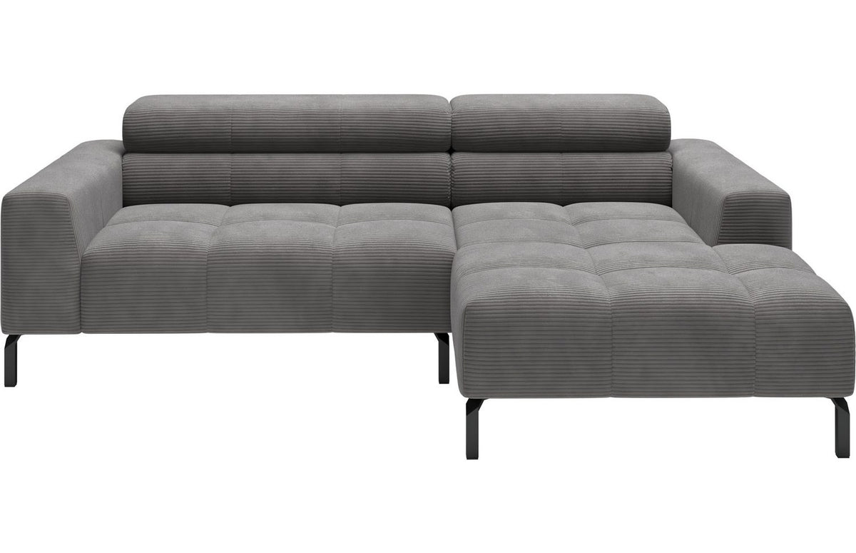 Cord Ecksofa CLAYA in Dunkelgrau in L-Form mit Longchair rechts