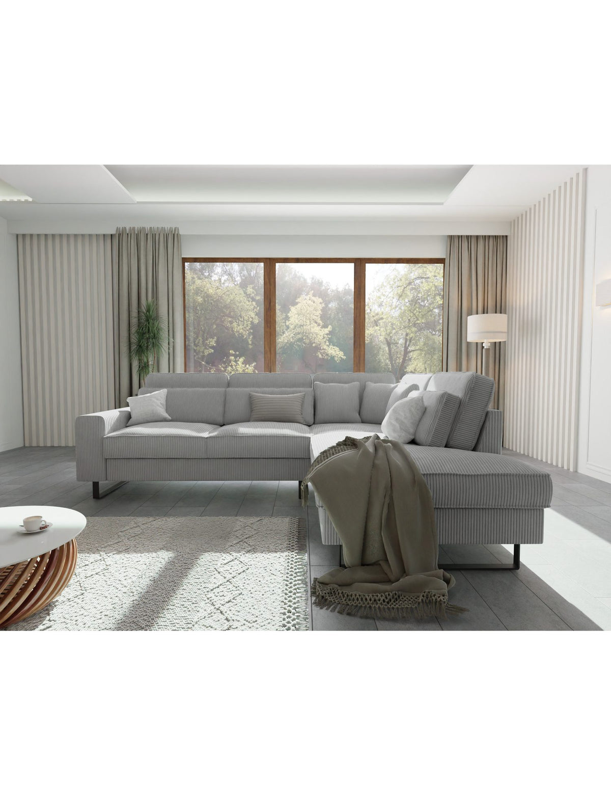 Cord Ecksofa TIDE schwarze Metallfuesse im Detail