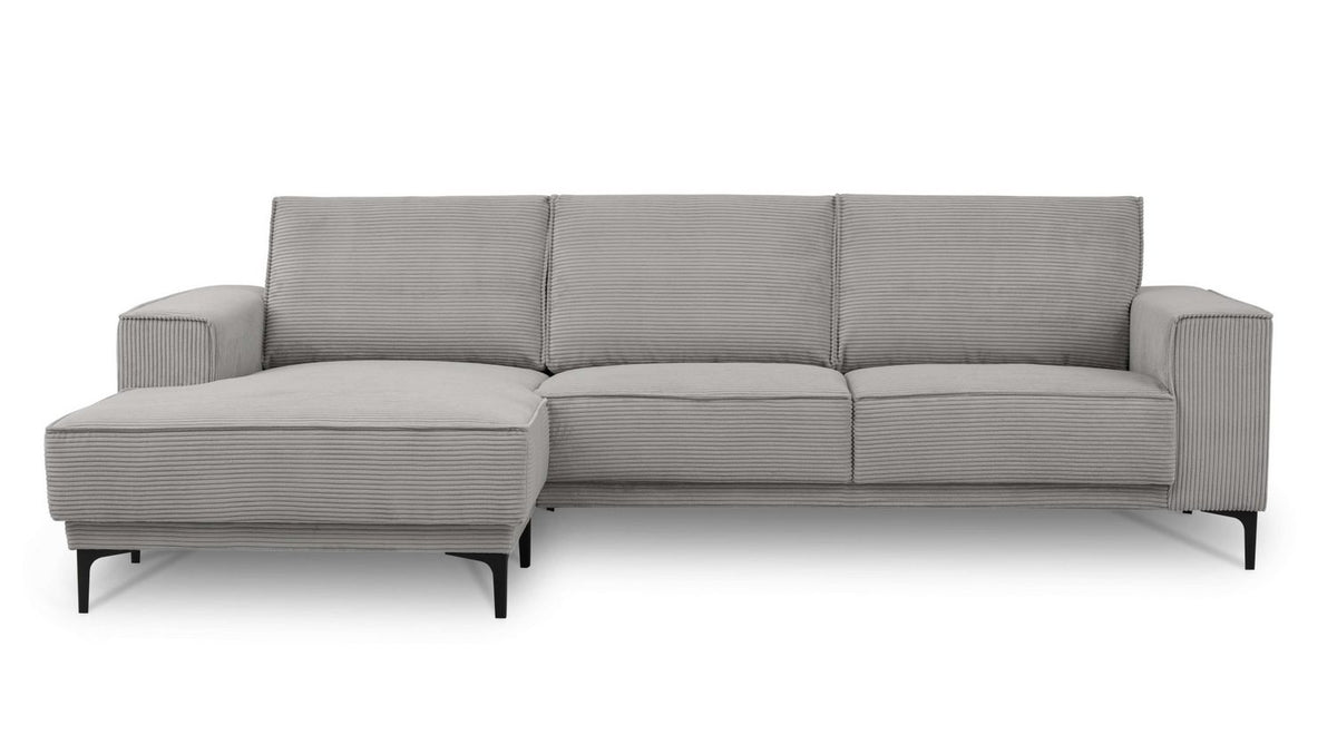Cord Ecksofa OLAND in Hellgrau von vorne