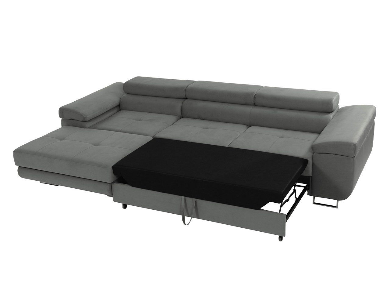 Geöffneter Bettkasten des Cord Ecksofas