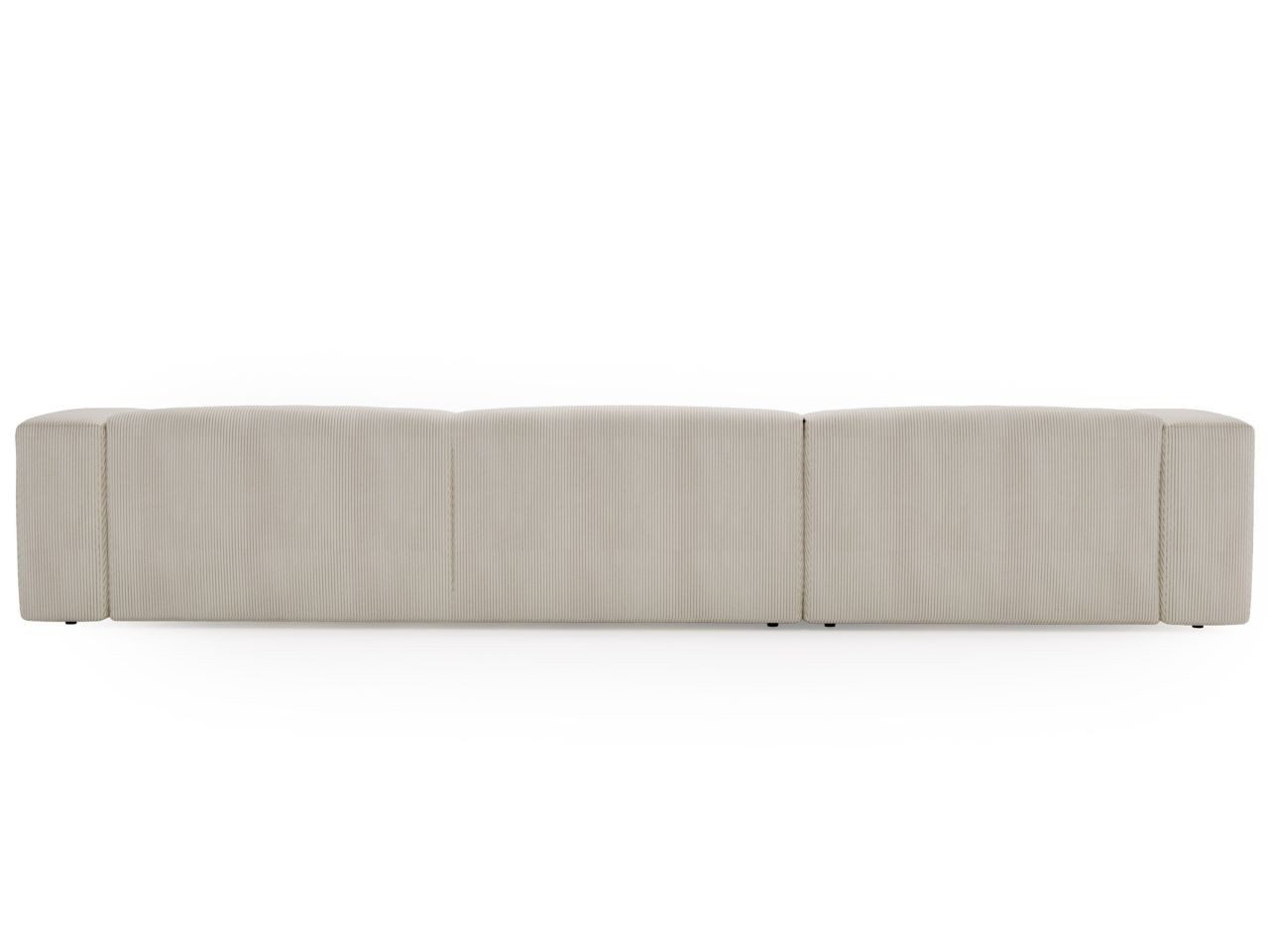 Cord Ecksofa LANDI U in Beige im Wohnzimmer aufgestellt