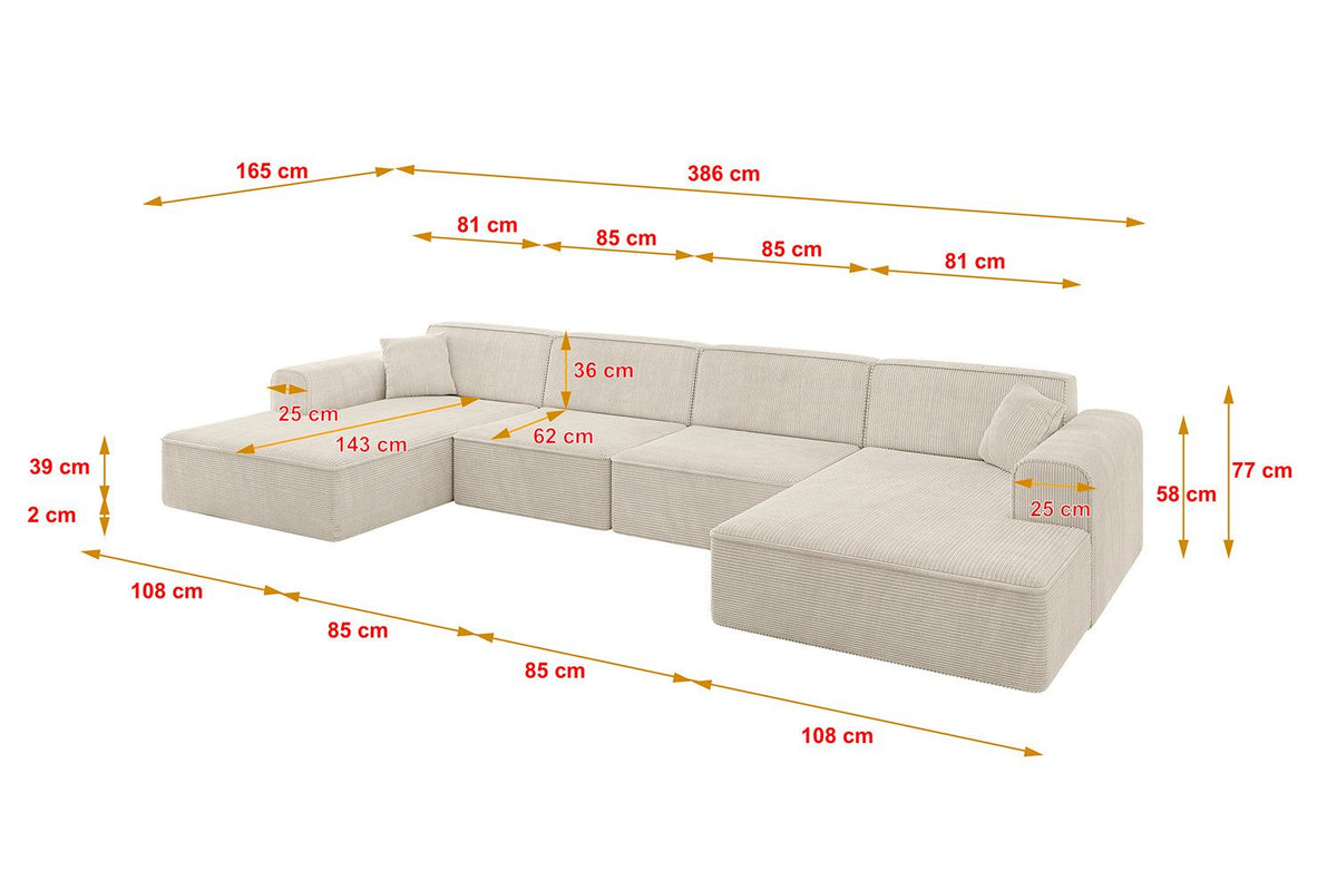 Cord Wohnlandschaft IREA-U2-v3 in U-Form seitlich