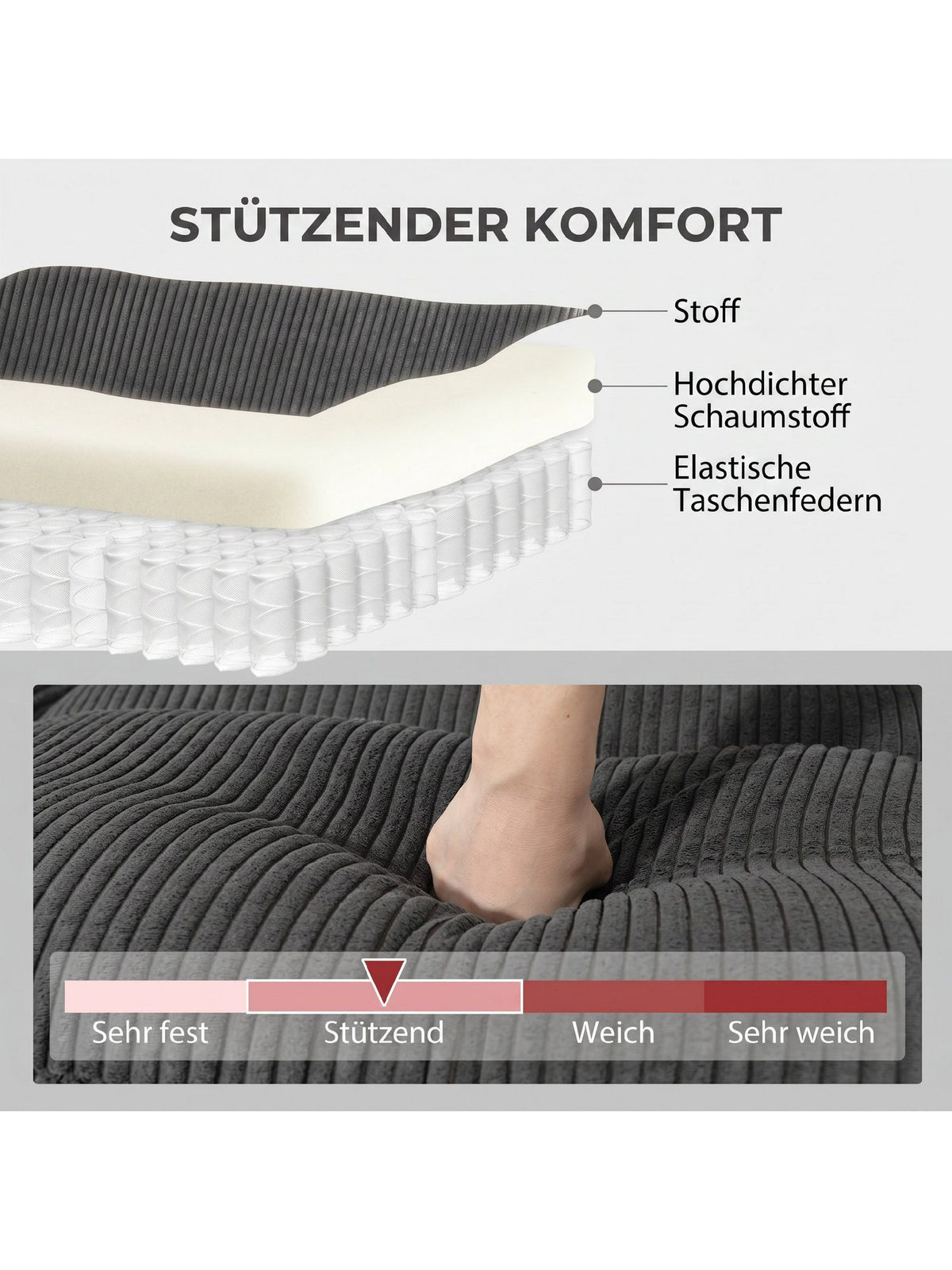 Cord Wohnlandschaft HOMCOM in Dunkelgrau Ansicht 6