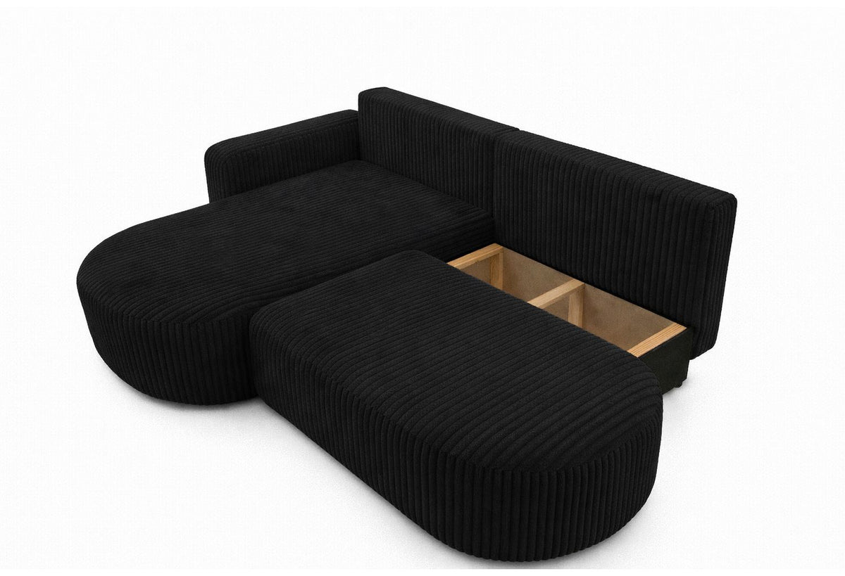 Cord Ecksofa ROUND ONE OPEN XL geöffneter Bettkasten