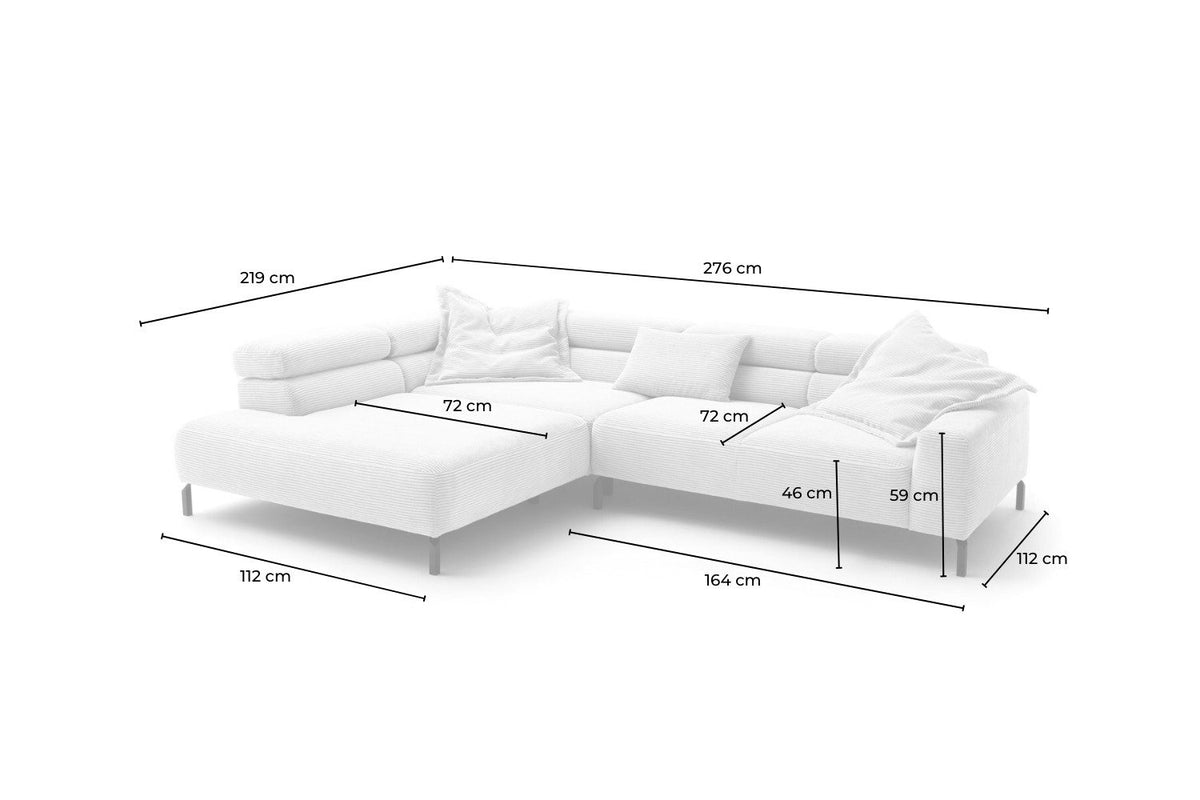 Cord Ecksofa DELIA im Wohnzimmer in Steingrau