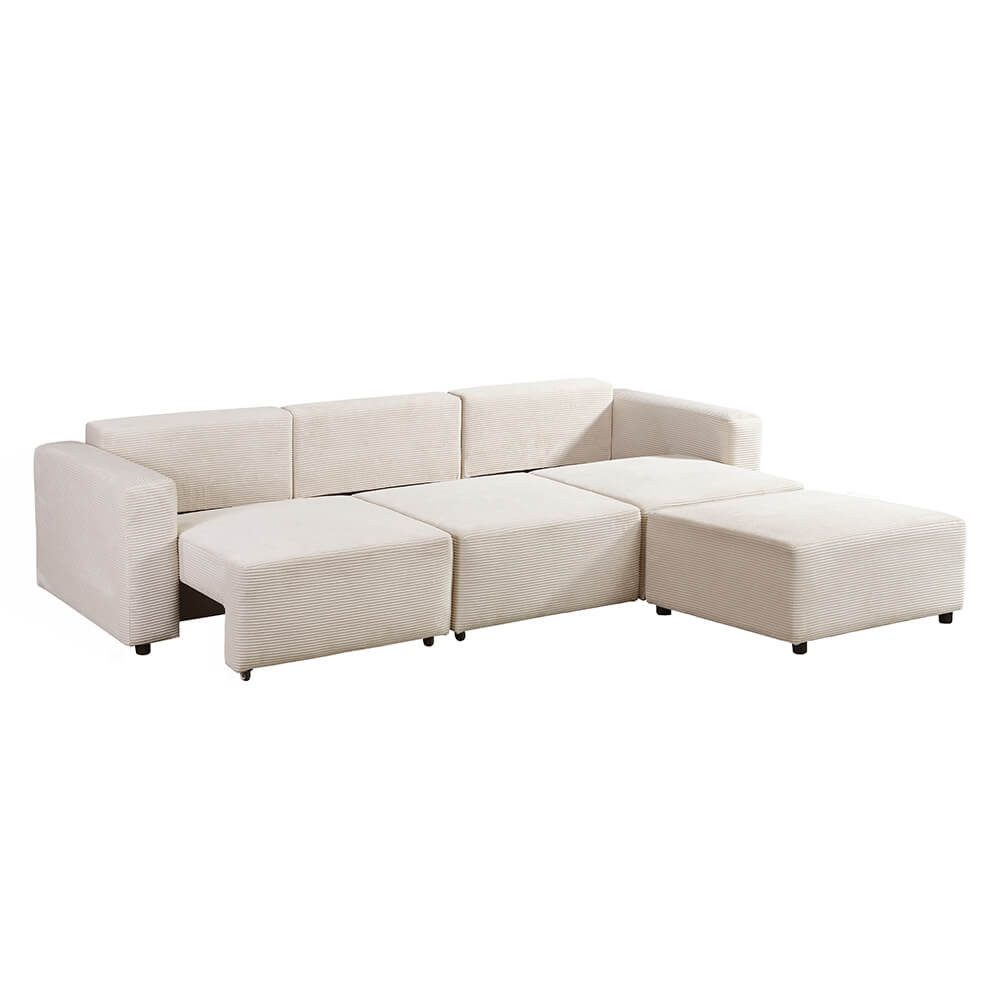 Cord Schlafsofa VINA L mit ausgezogener Liegefläche