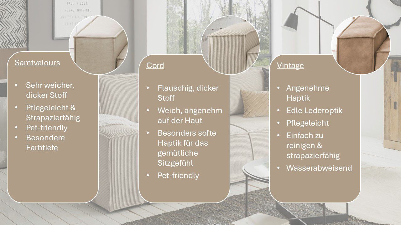 Geöffneter Bettkasten des Cord Schlafsofas SHERWOOD