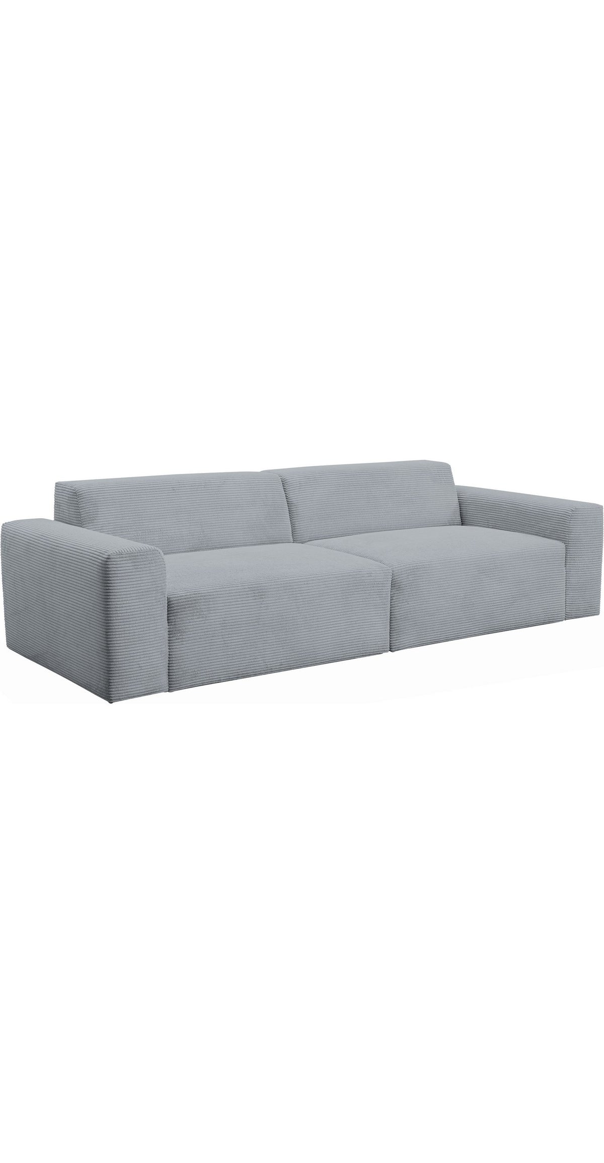 Nahaufnahme des grauen Cordbezugs am Big Sofa ZEUS
