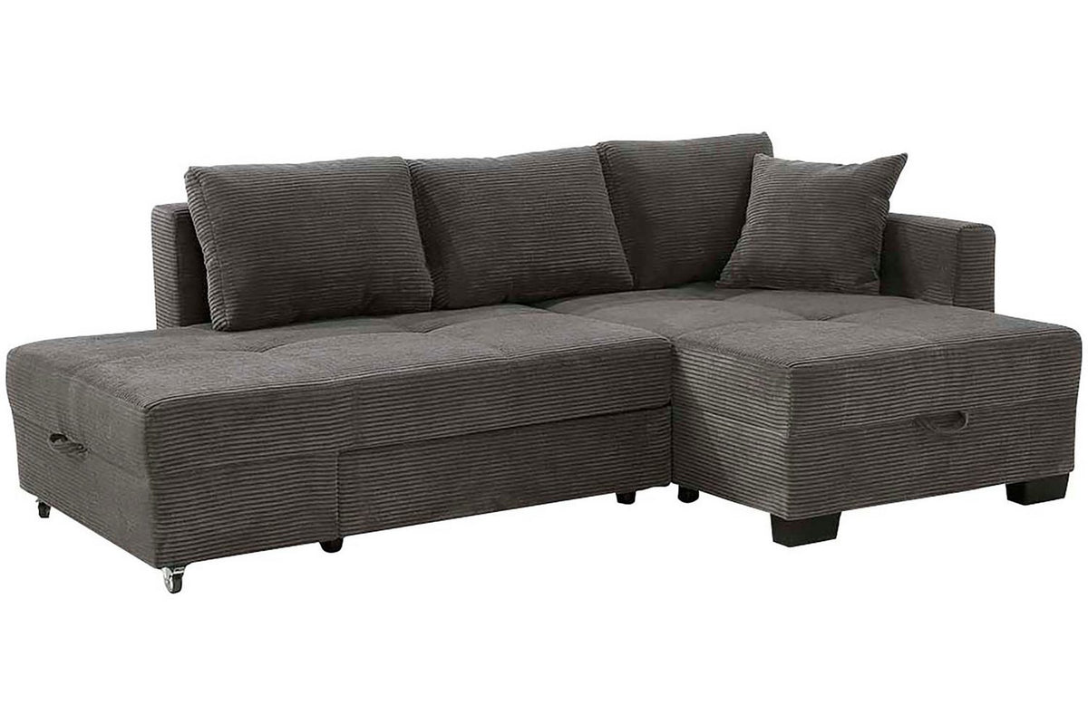 Cord Ecksofa FANTASY Detailansicht des Cordbezugs in Grau