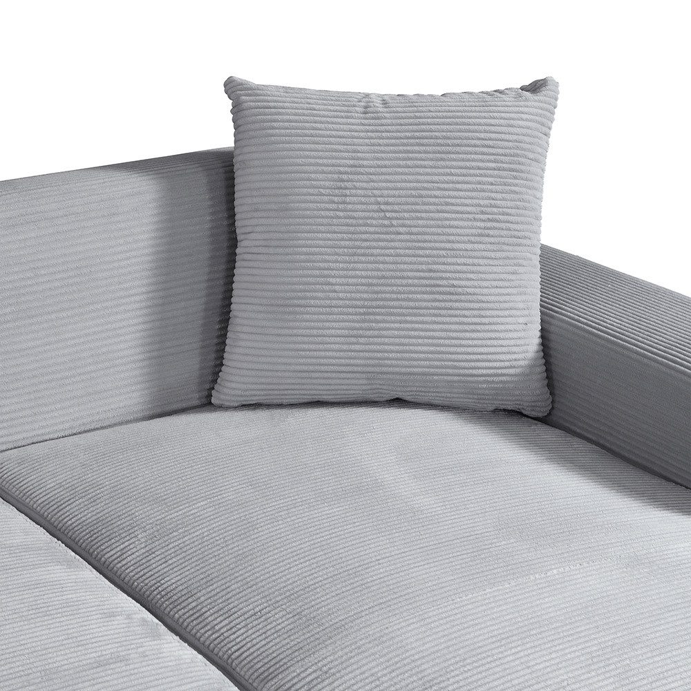 Cord Ecksofa AMELIO in Grau Gesamtansicht im Raum