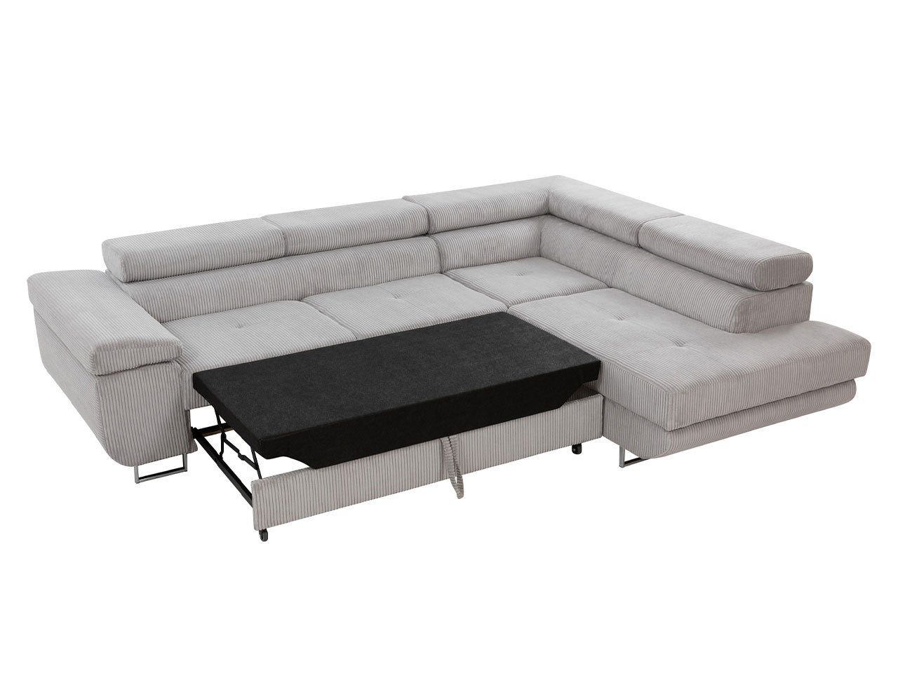Cord Ecksofa TOREZIO mit geöffnetem Bettkasten