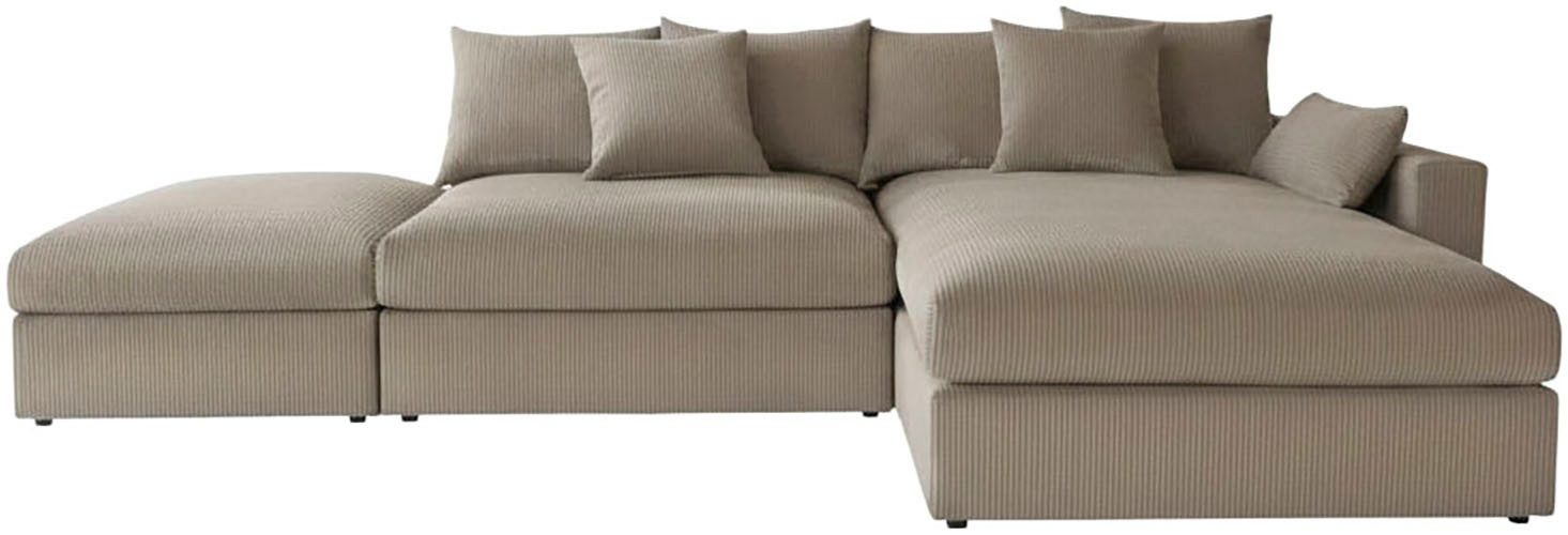 Cord Ecksofa COSY LOUNGE in Taupe Gesamtansicht im Wohnzimmer