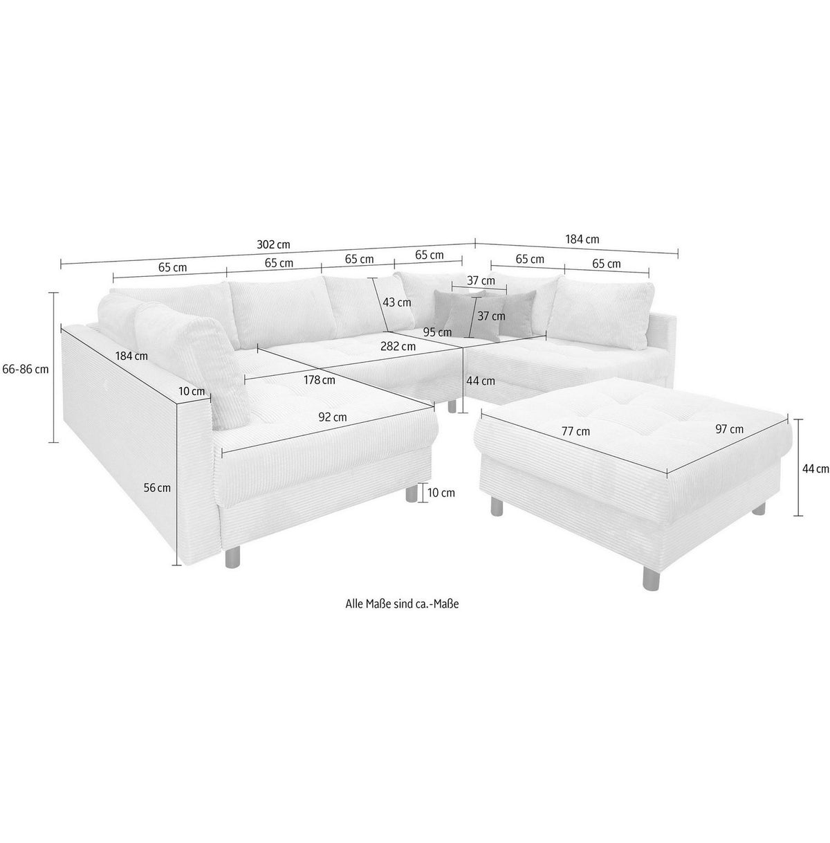 Ottomane und Hocker der Wohnlandschaft ANTONIA