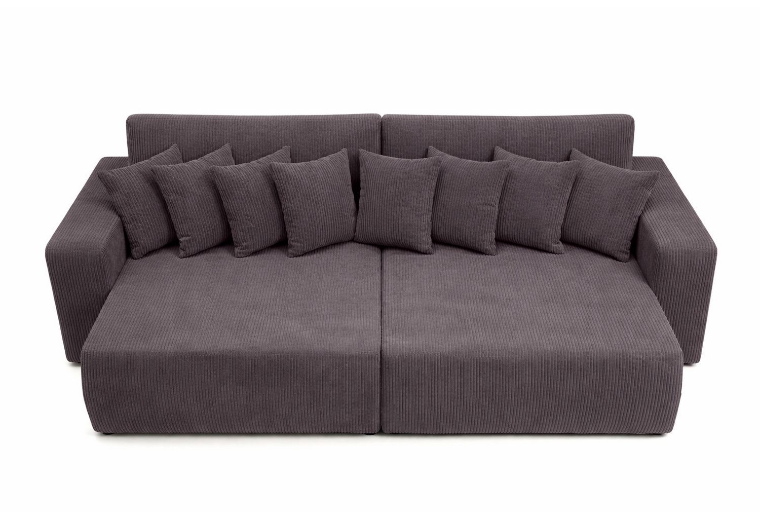 Ausgeklappte Liegefläche des Cord Schlafsofas PIANO DOUBLE