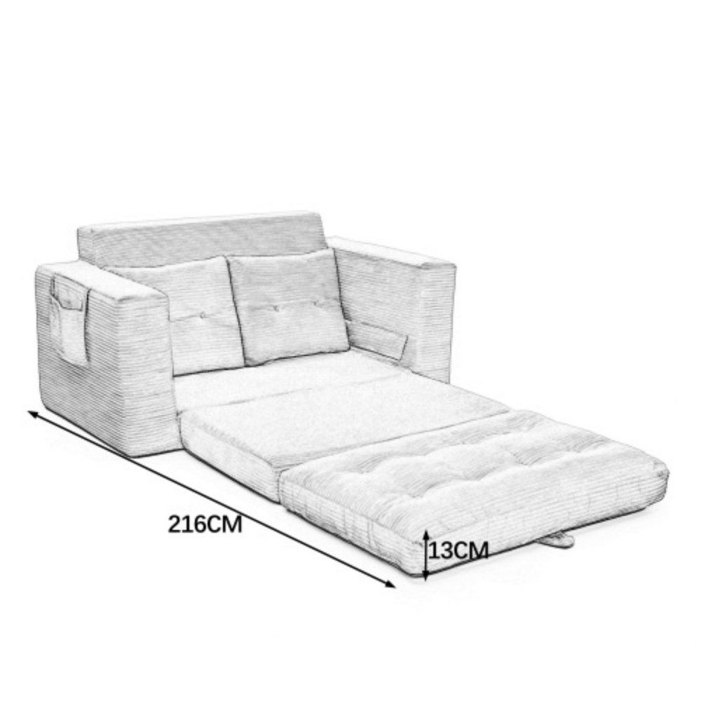Cord Schlafsofa VIPBEAR ausgeklappt als Gästebett