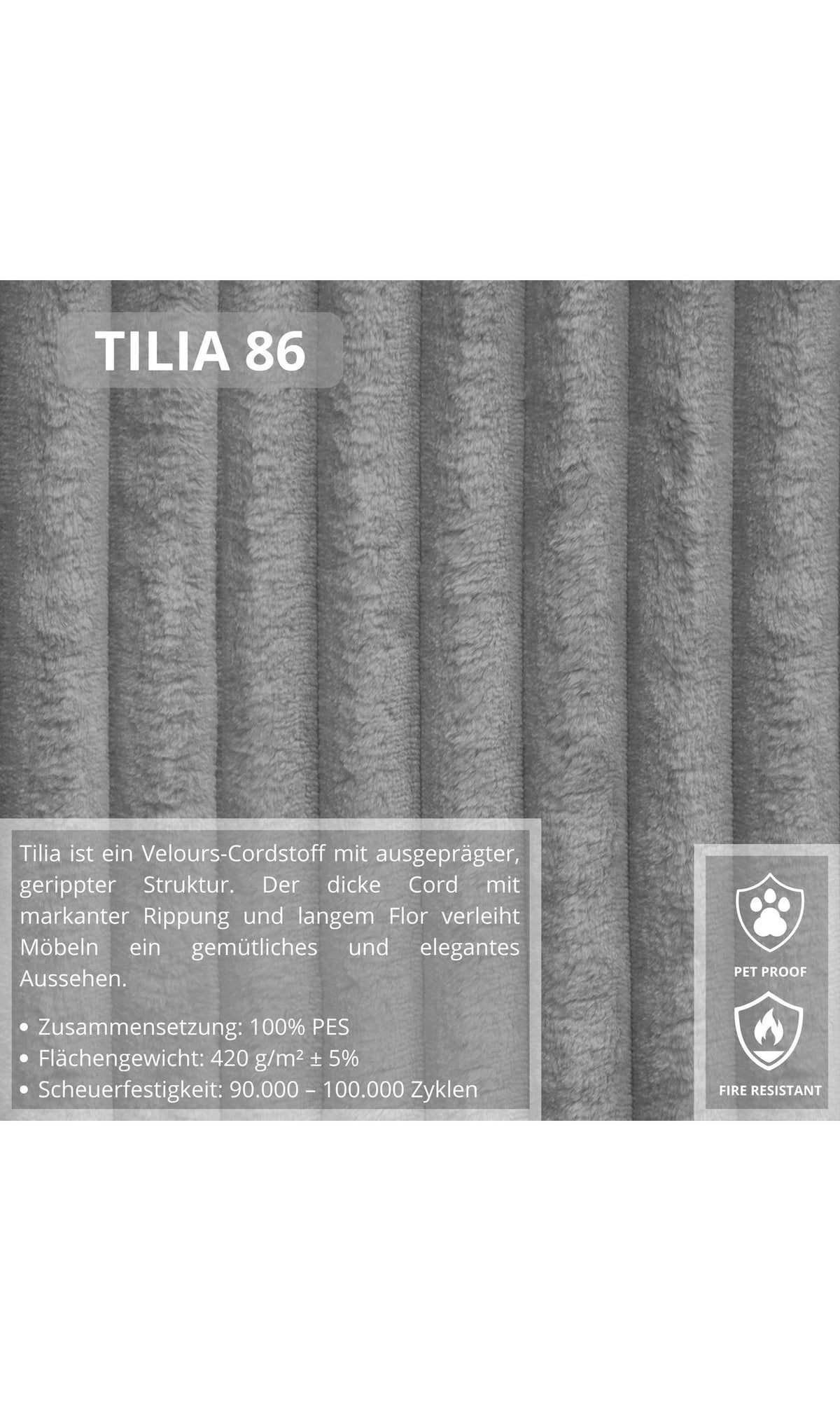 Detailansicht des Tilia Cordstoffs am Ecksofa PORTO