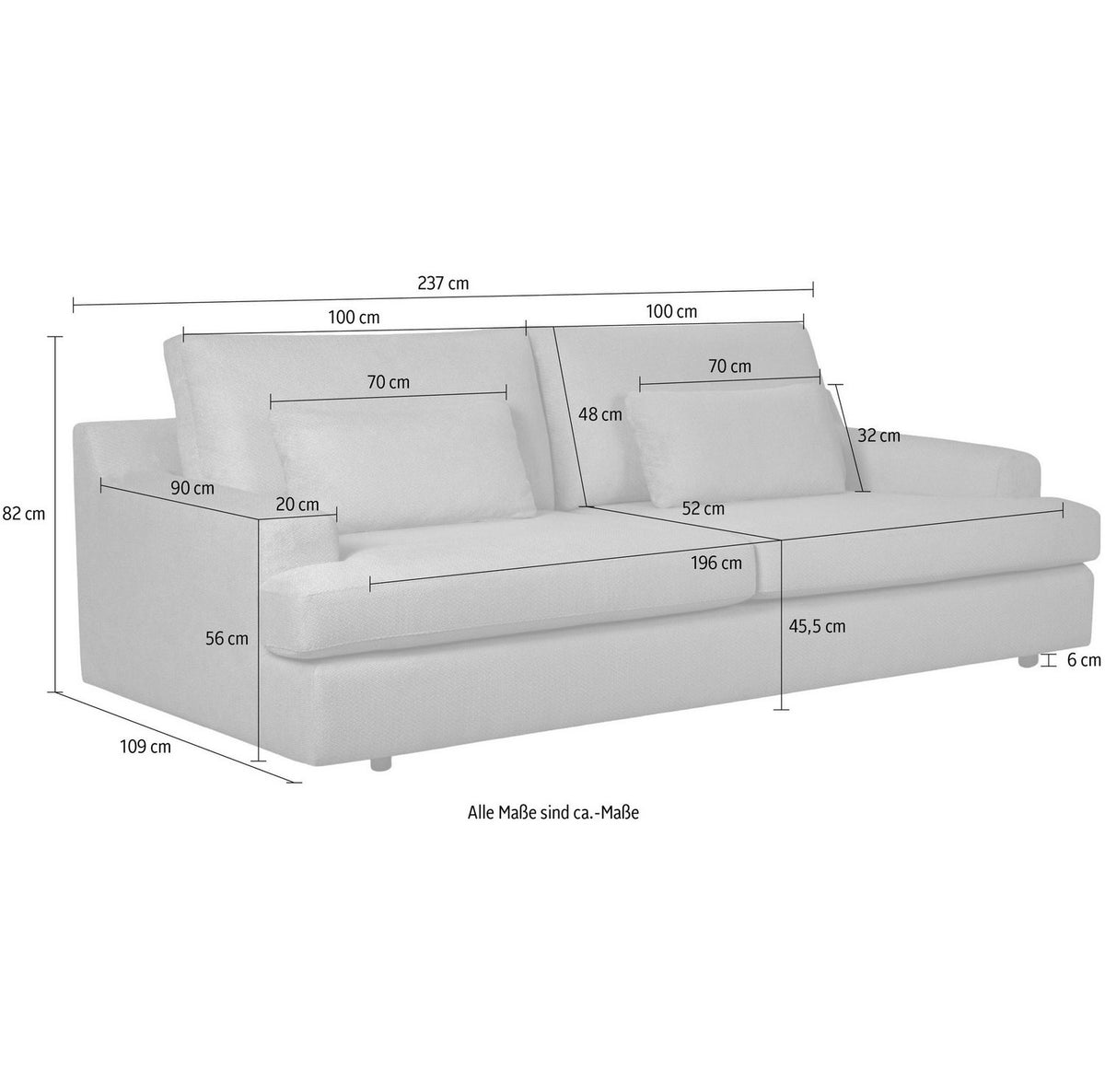 Big Sofa EVELLE aus Breitcord in Braun Ansicht 7