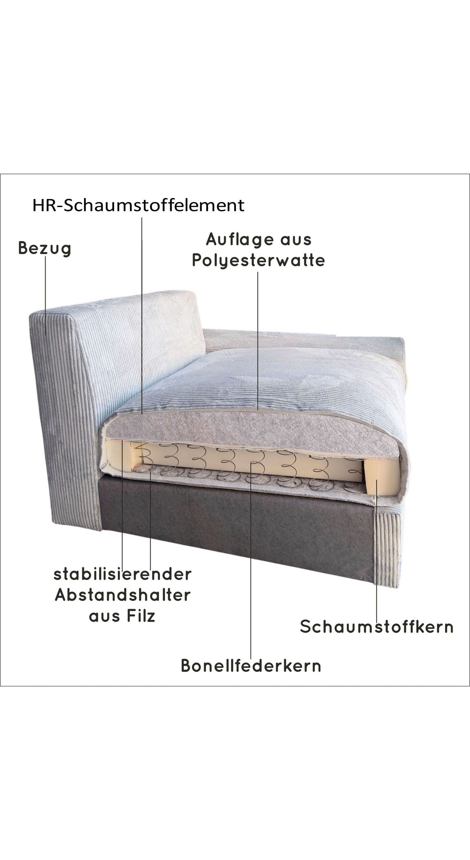 Cord Ecksofa COSY mit schwarzen Kunststofffüßen