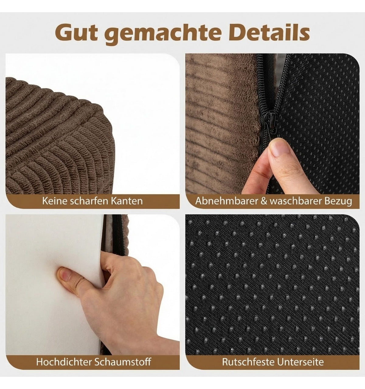 Braunes Cord Bodensofa COSTWAY im Wohnzimmer