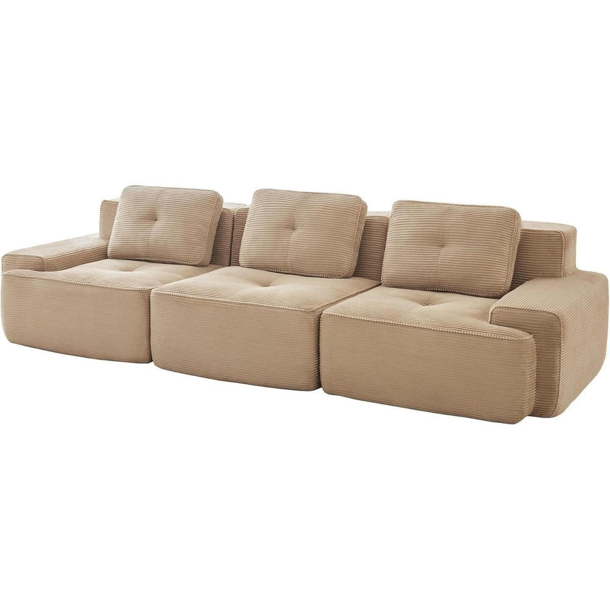 Modulares Cord Ecksofa mit tiefem Sitz von der Seite