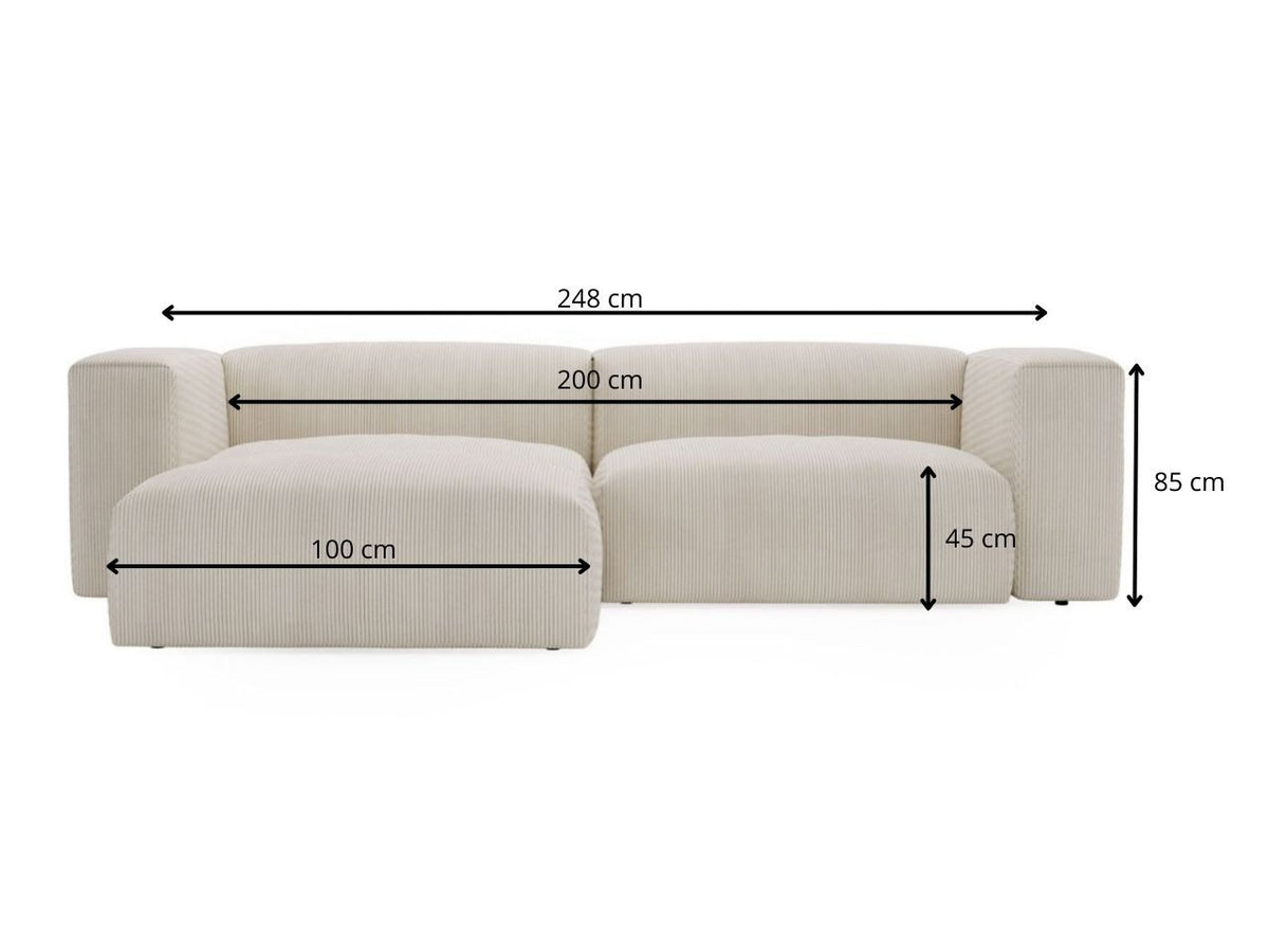 Ottomane des Cord Ecksofas LANDI