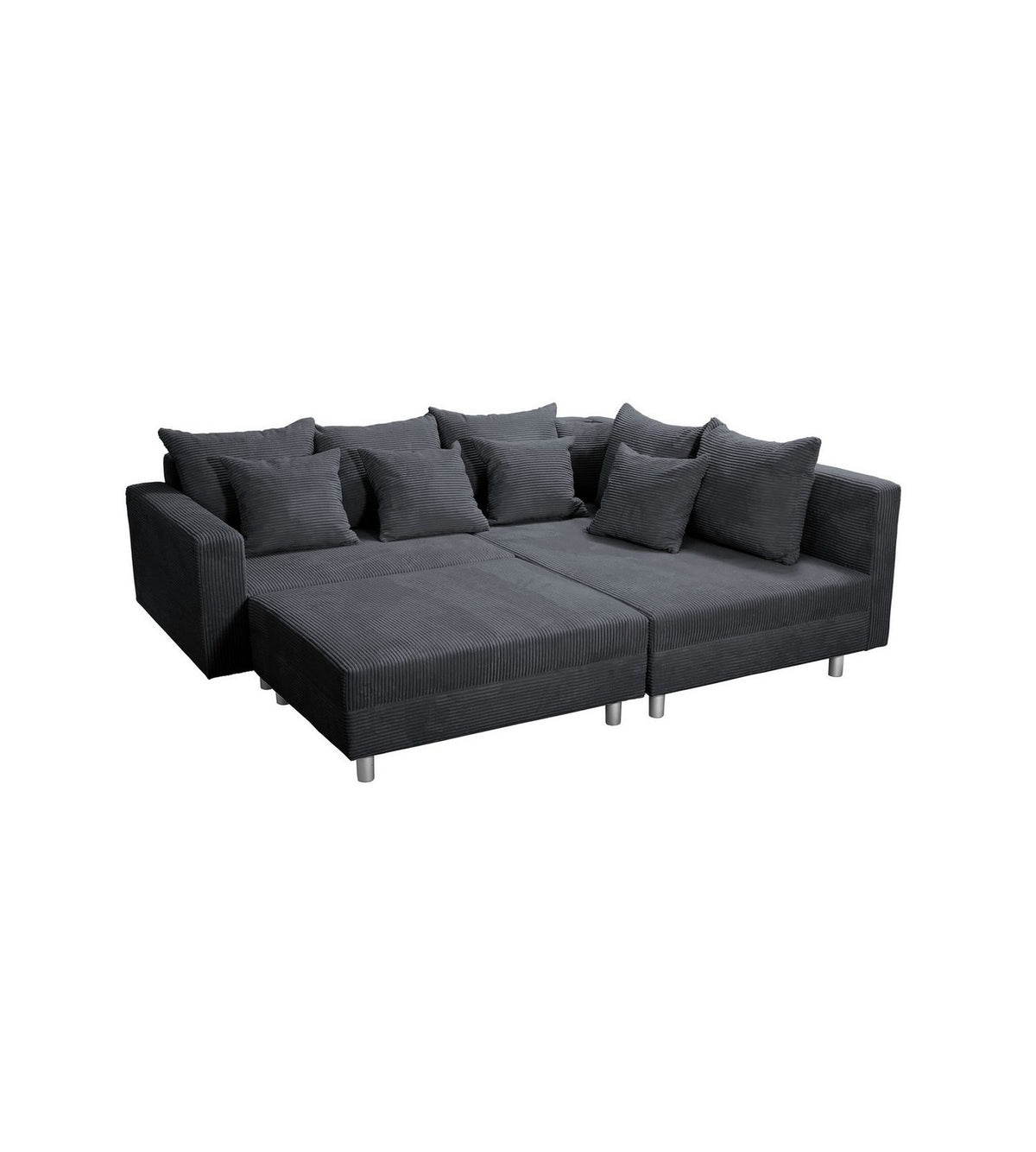 Cord Ecksofa MINSK R in Graphit Grau Gesamtansicht