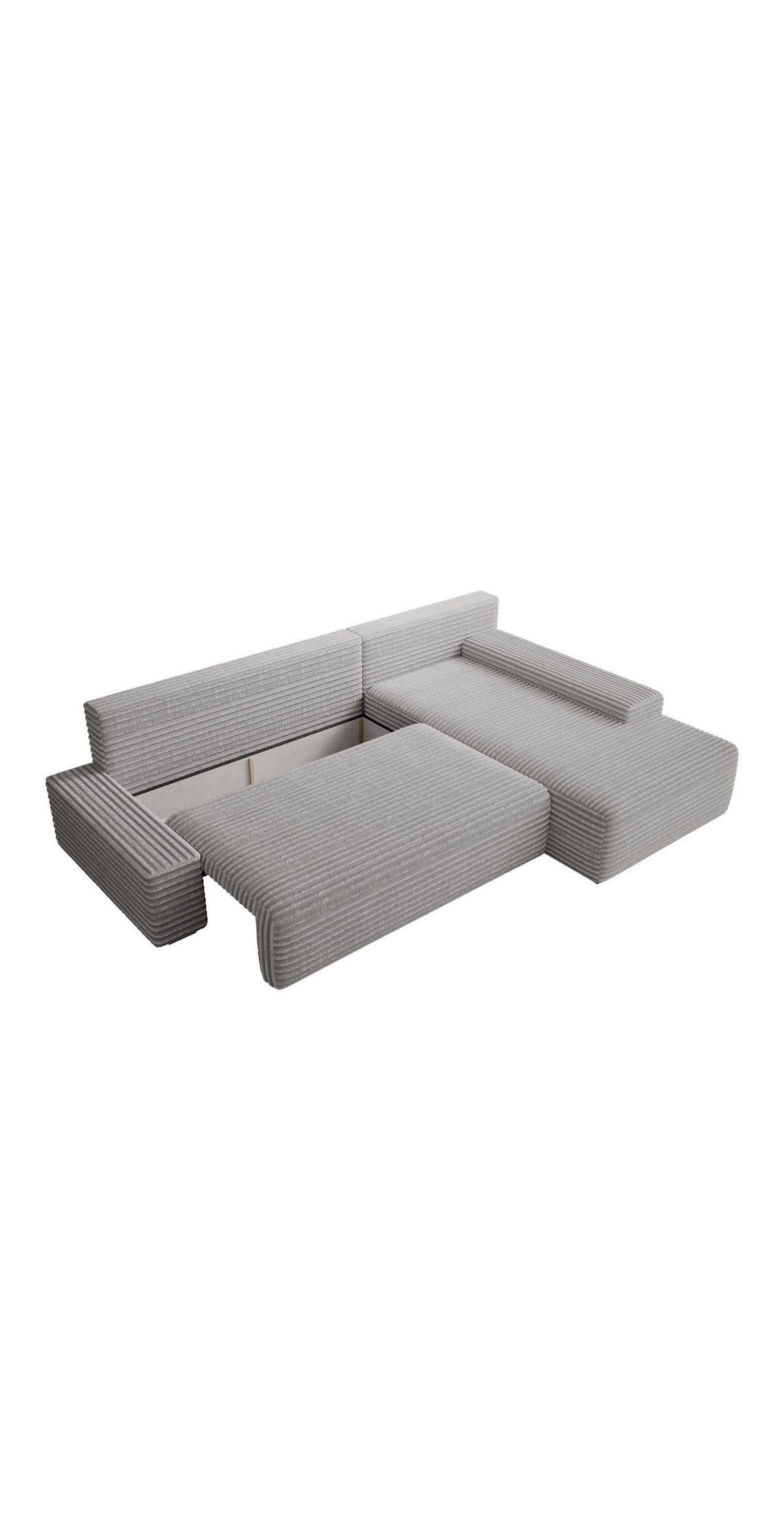 Ecksofa LINEA in Hellgrau von der Seite
