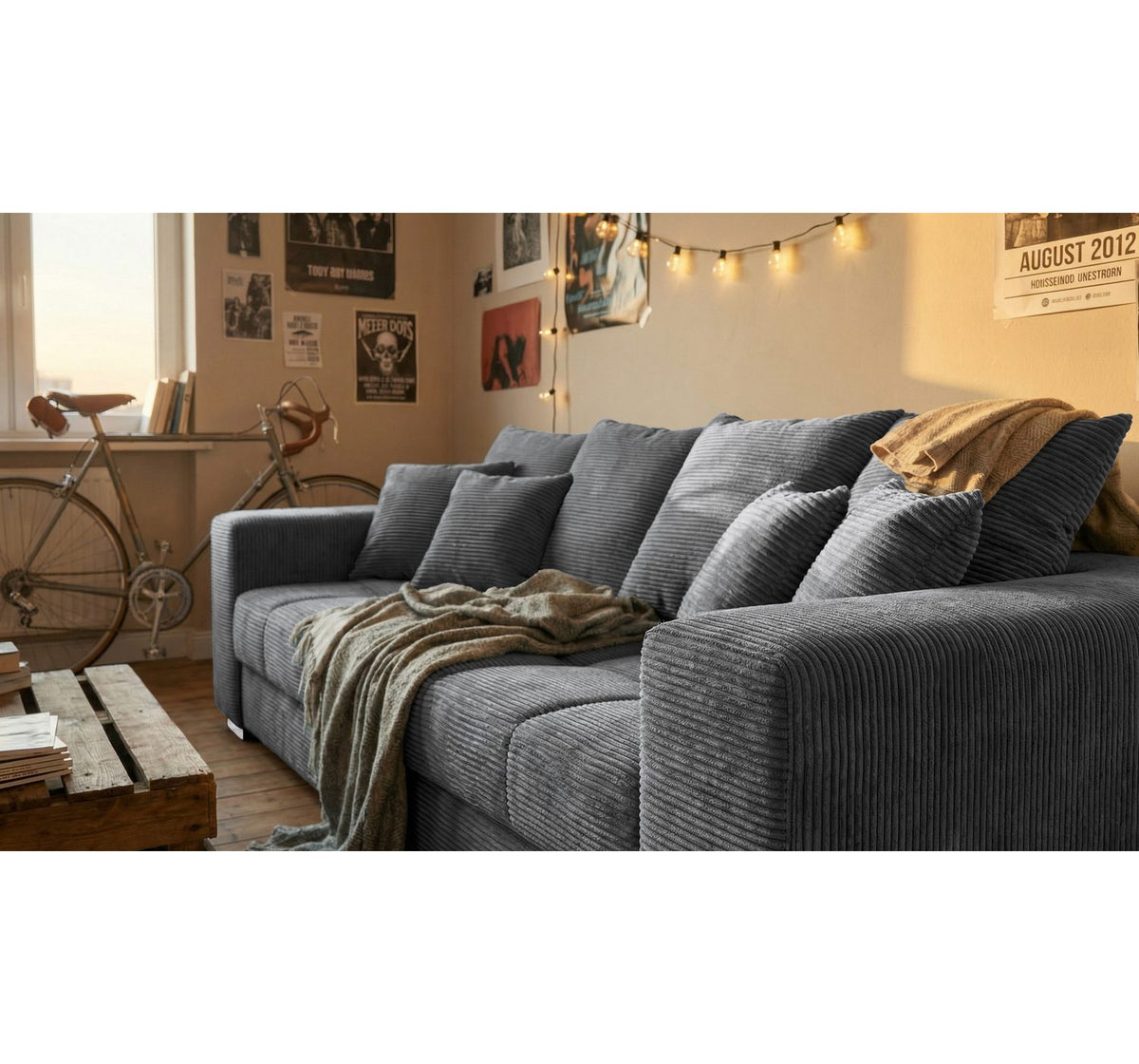 Steppung der Sitzfläche des Cord Big Sofas BORNEO