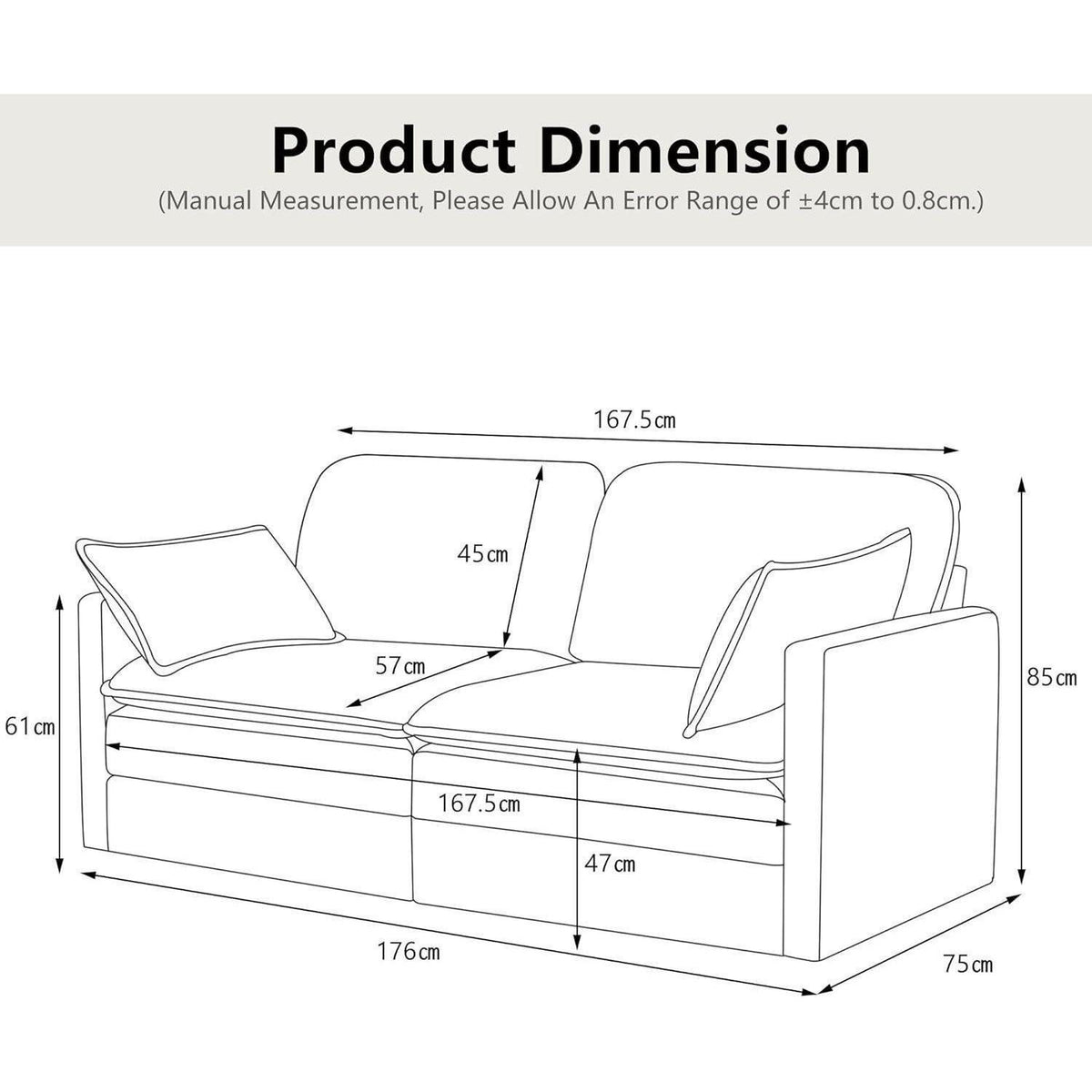 Cord Sofa in Beige von vorne