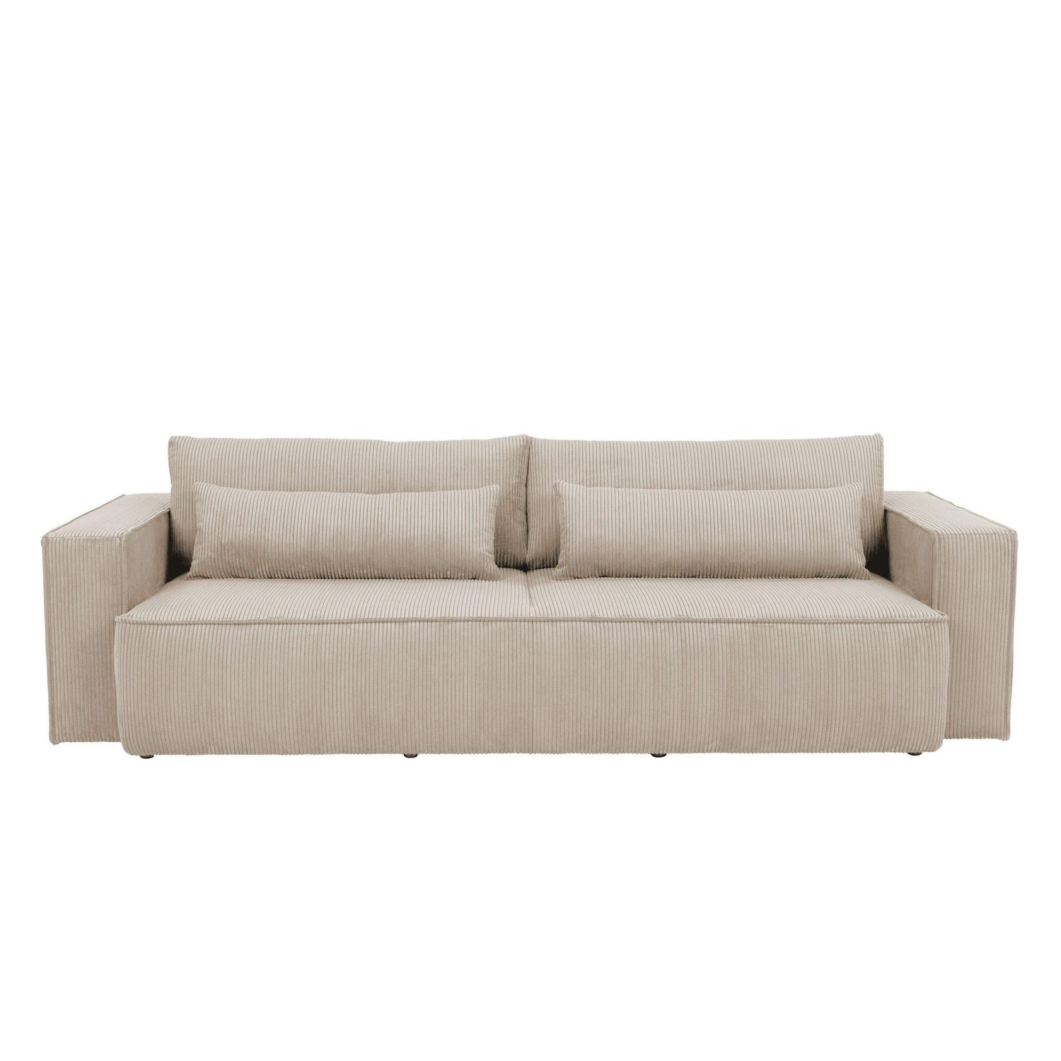Cord Schlafsofa TILLIAN Gesamtansicht in Creme