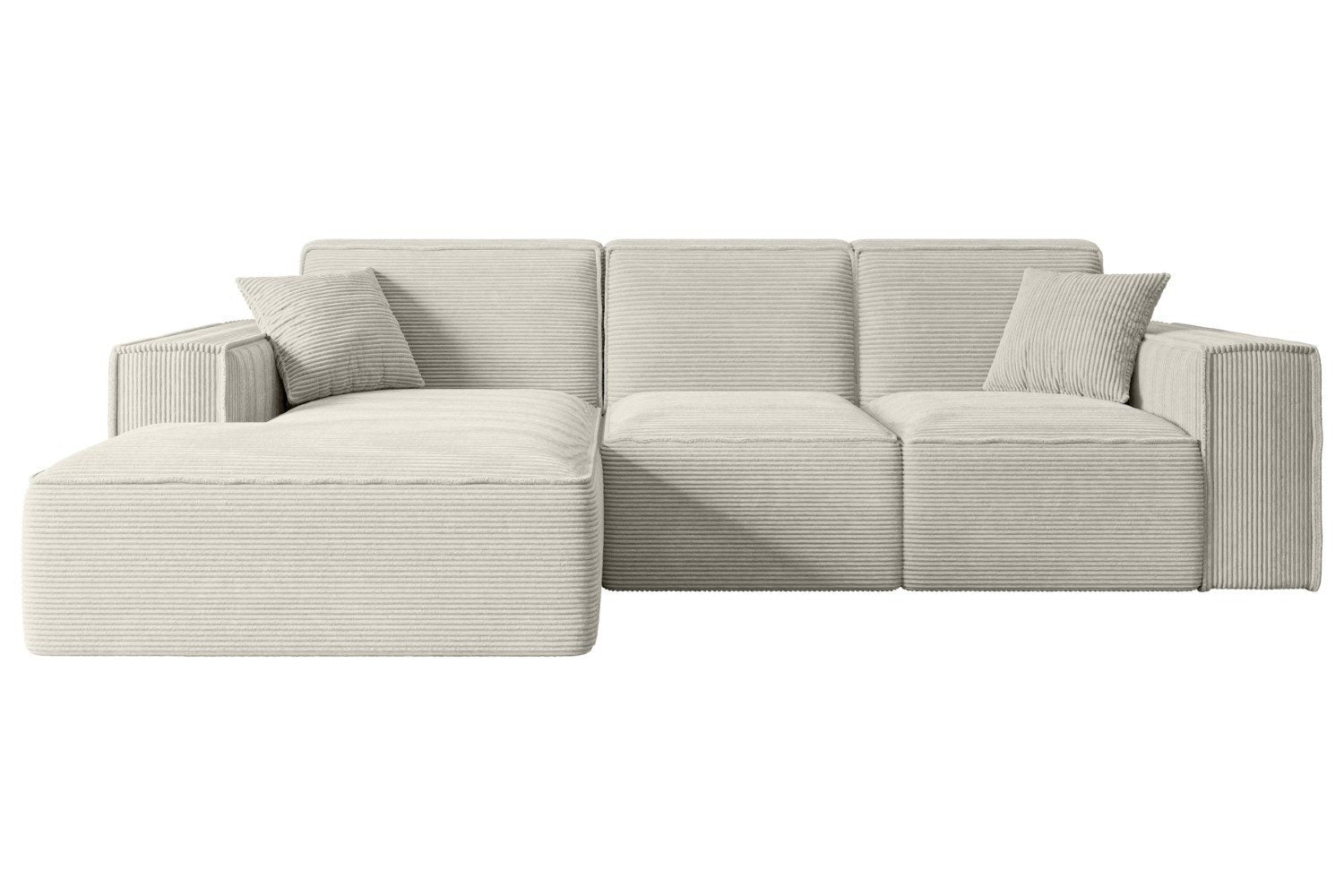 Cord Ecksofa SERRA-L Beige Gesamtansicht
