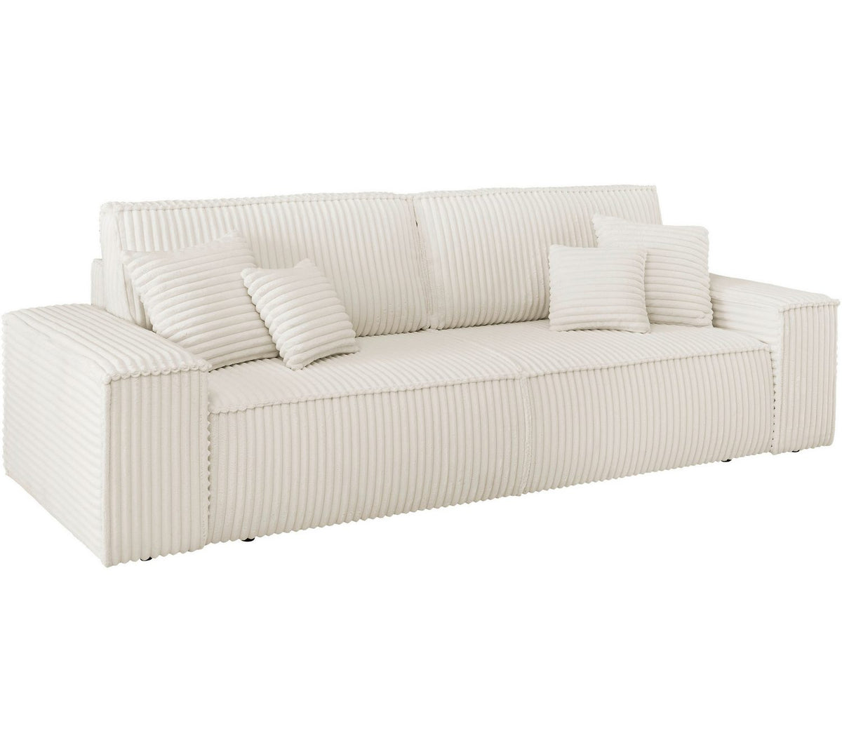 Cord Schlafsofa FINNLEY 257 cm Hellbeige Detailansicht Bezug
