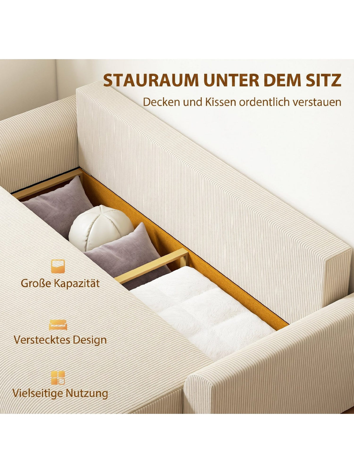 HOMCOM Schlafsofa mit neun Kissen im Wohnzimmer