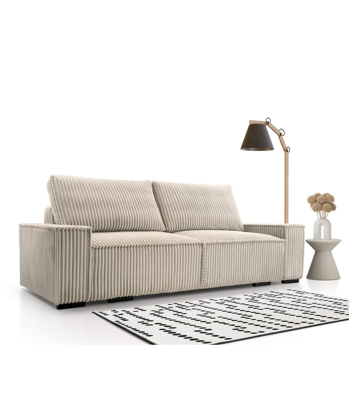 Cord Schlafsofa LAOS in Beige von vorne