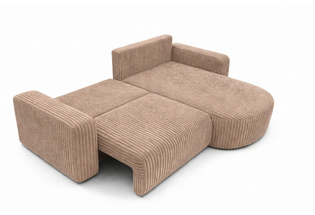 Cord Ecksofa ROUND ONE in Braun Rueckansicht