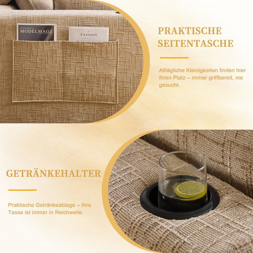Fußhocker des modularen Ecksofas ODIKALO in Khaki