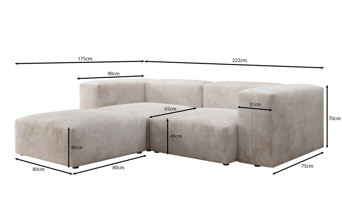 Ottomane des Cord Ecksofas SNUG L MINI