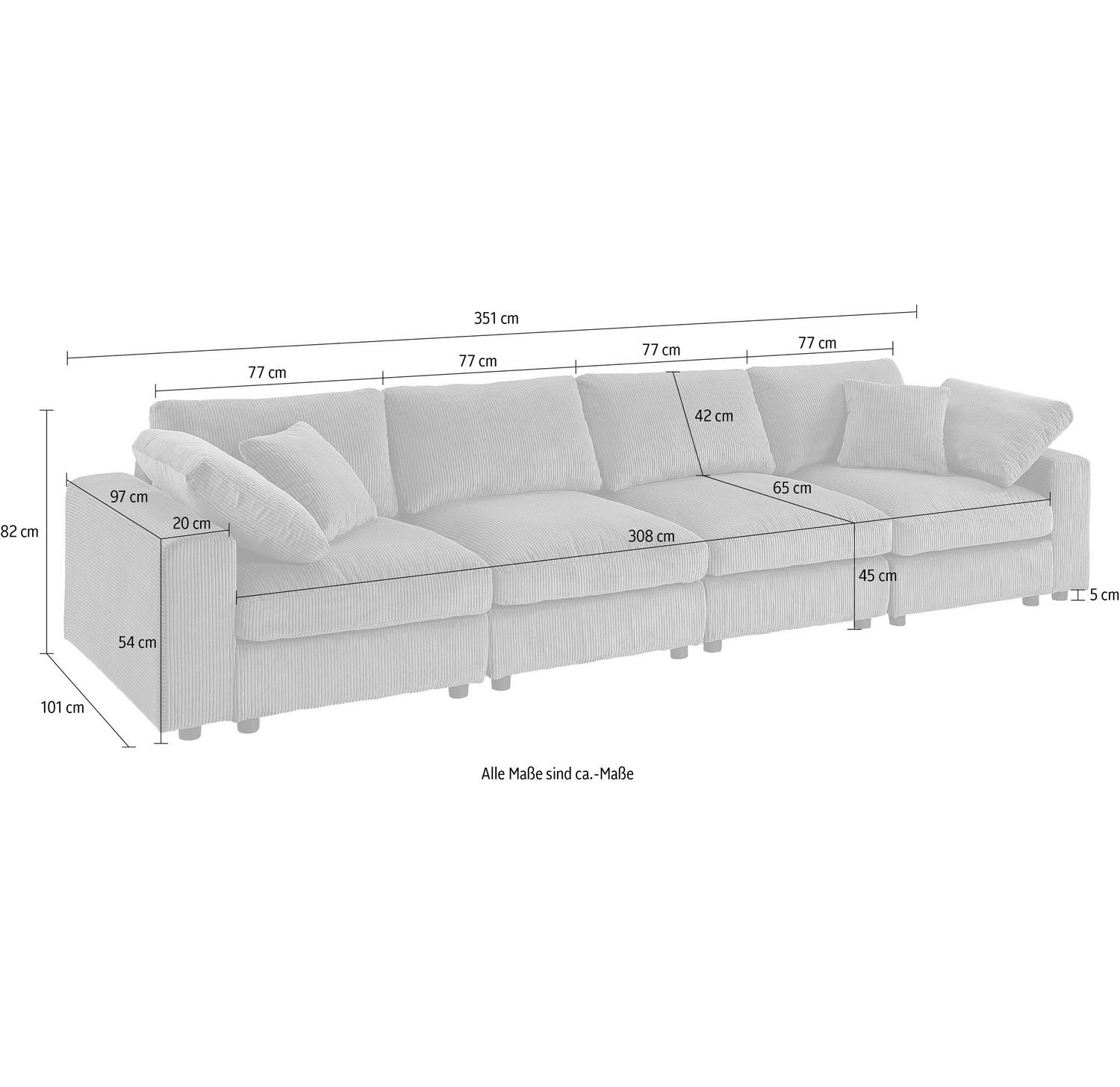 Modulares Cord Sofa BERNY im Wohnzimmer