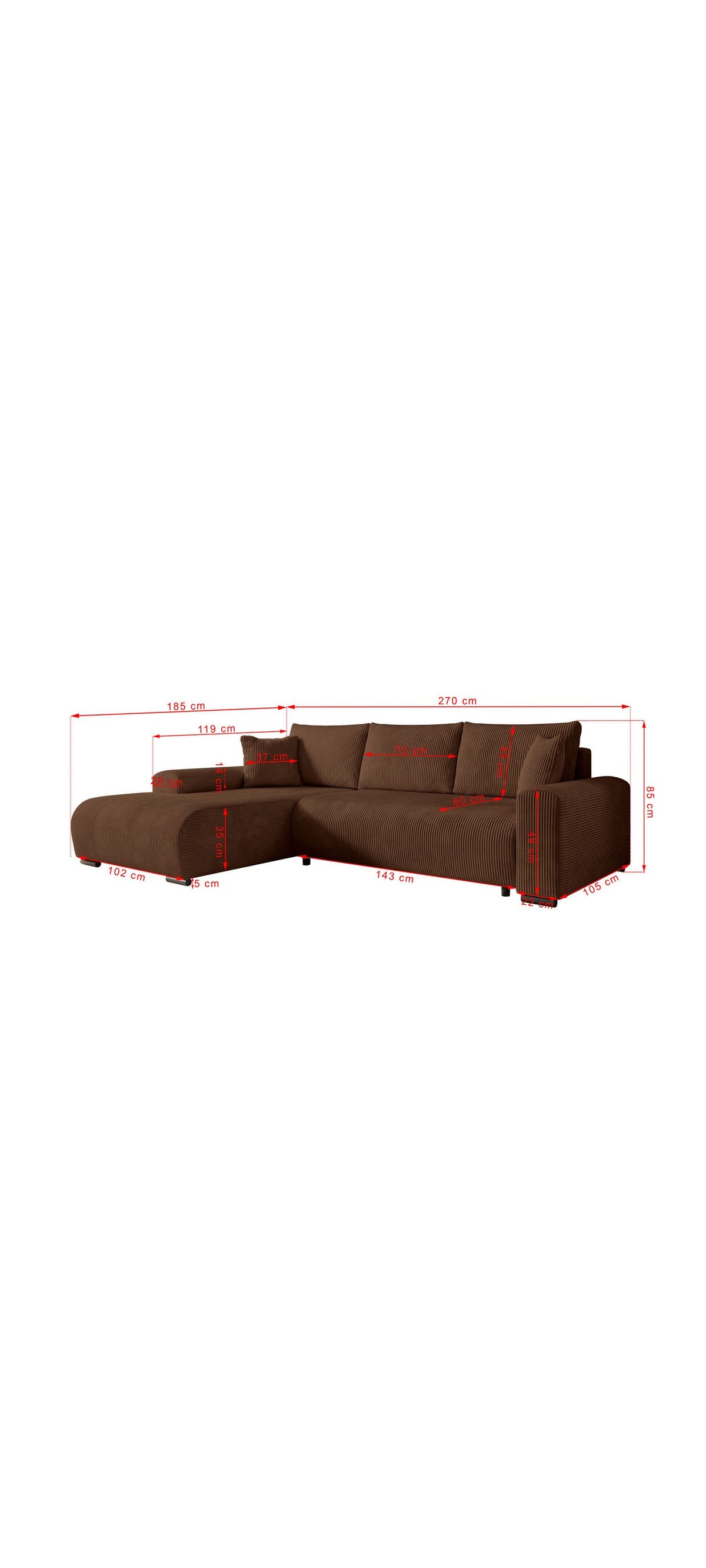 Geöffneter Bettkasten des Ecksofas SOFFE