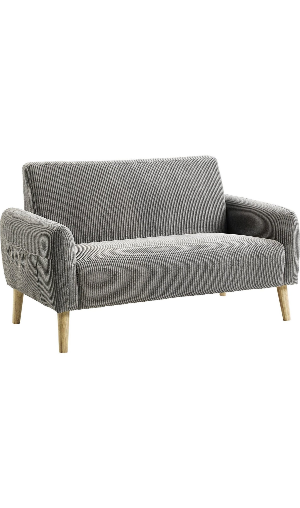 Cord Sofa MOBY in Grau schräg von der Seite