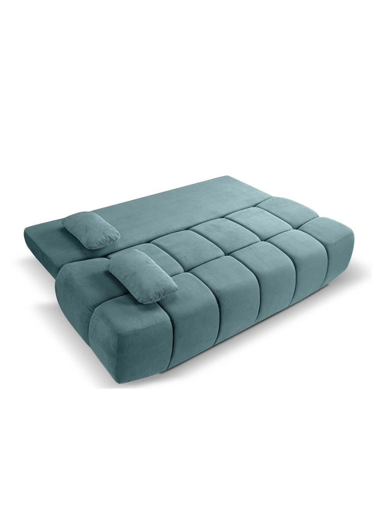 Geöffneter Bettkasten des Cord Schlafsofas LAUDER