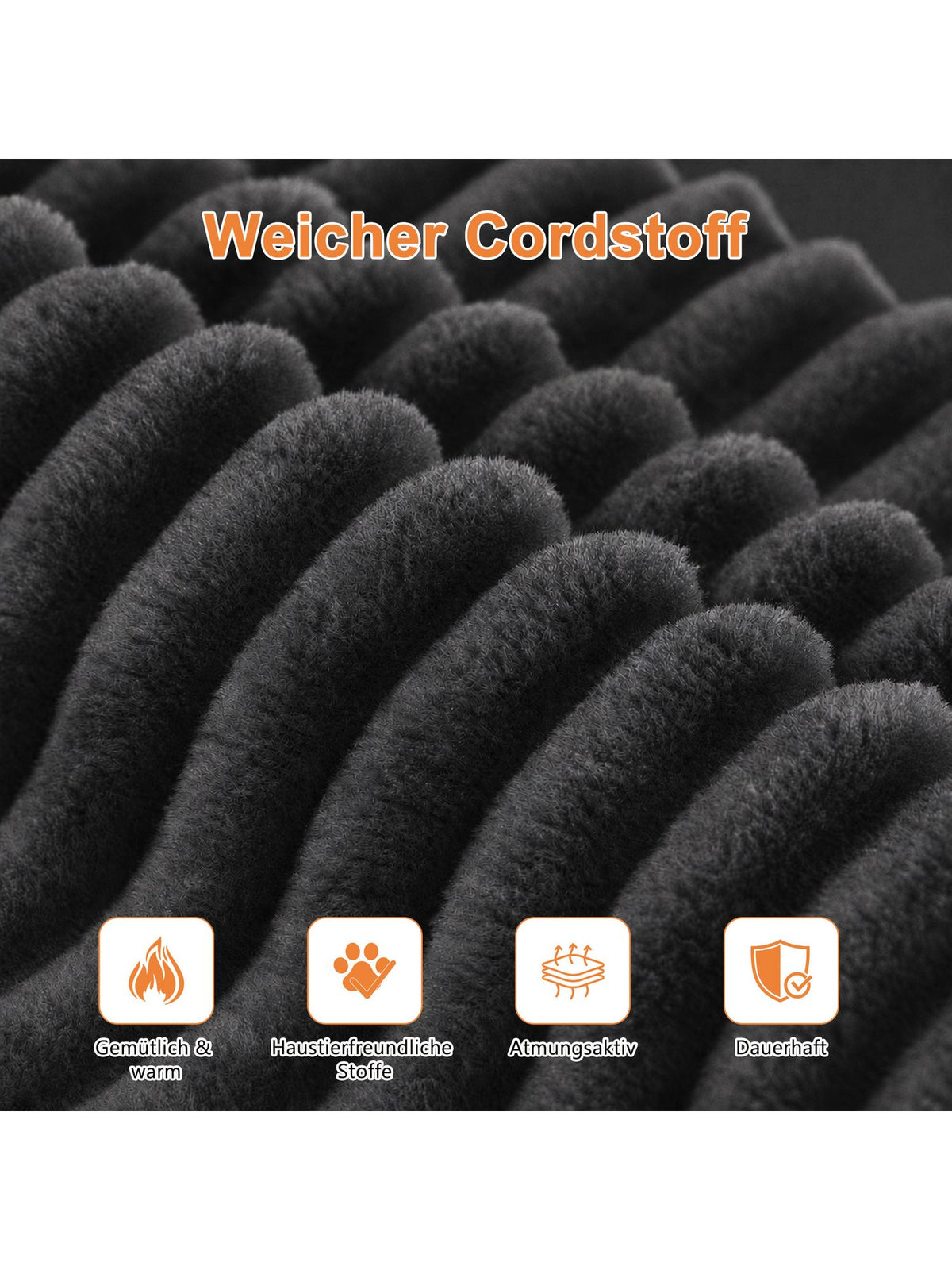 Modulares Cord Ecksofa Detail des Cordstoffs